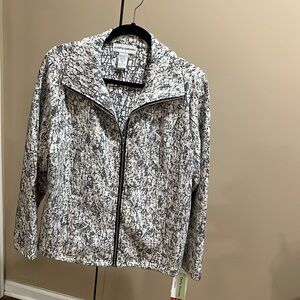 Cathy Daniels mockneck abstract floral and lacy jacket